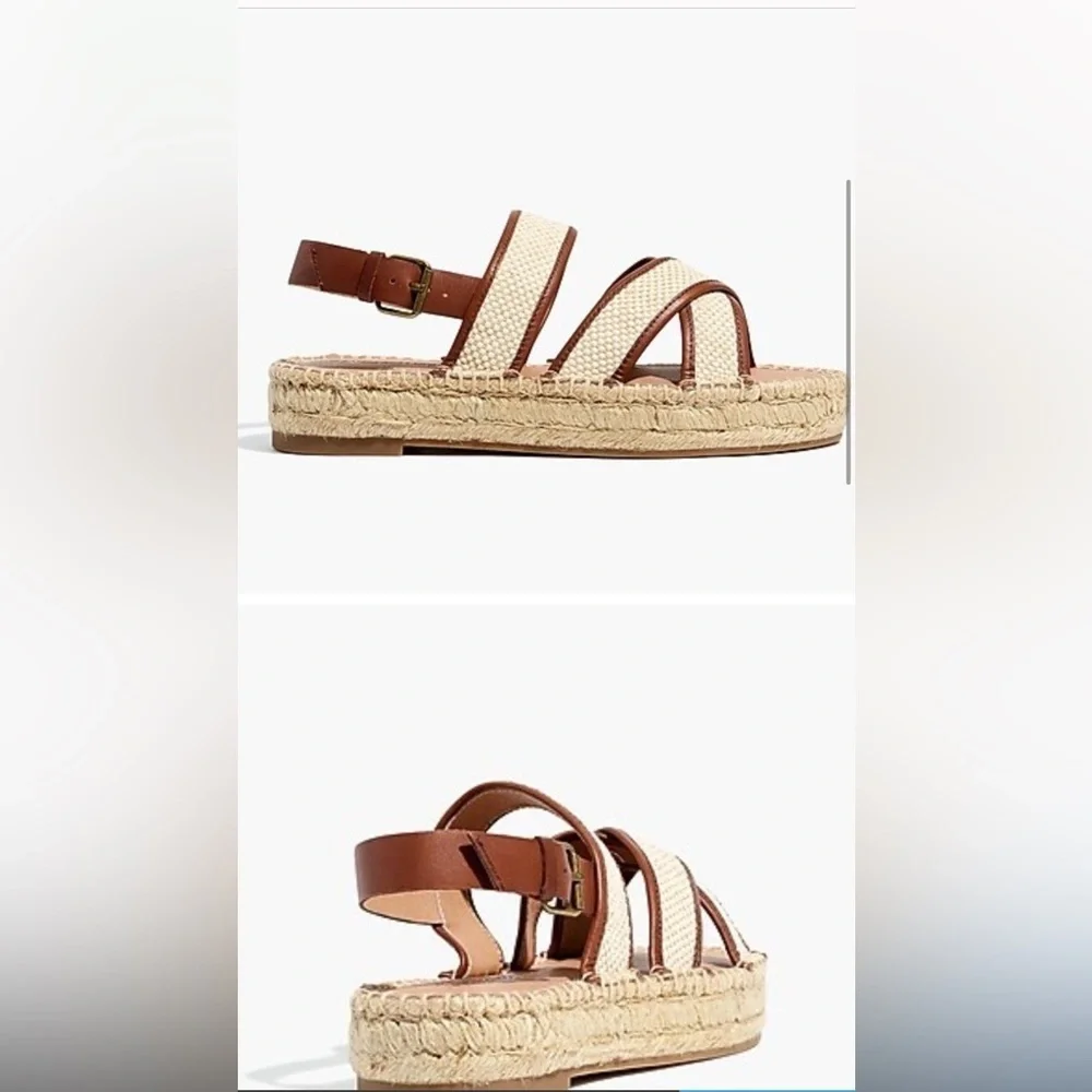 NWOB Madewell Womens The Julie Espadrille Sandal Canvas/Leather in Rich Brown 8